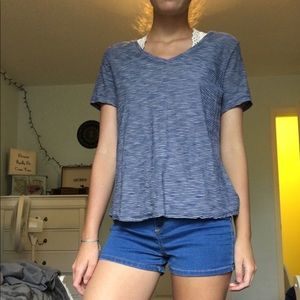basic blue and white striped old navy v-neck tee